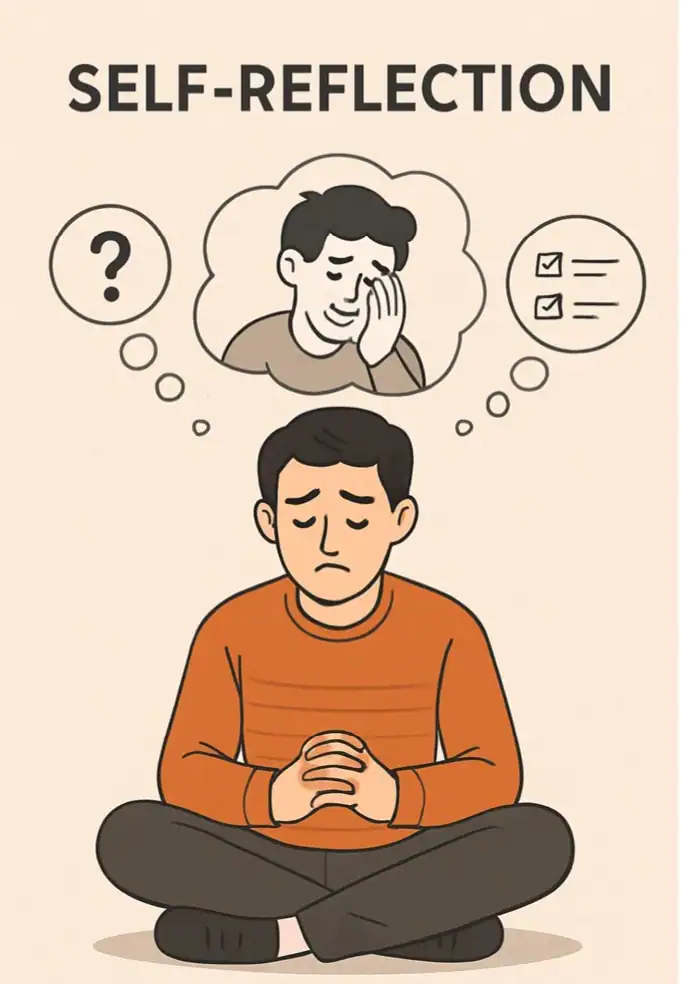 self reflection and emotional intelligence concept, person pausing to think
